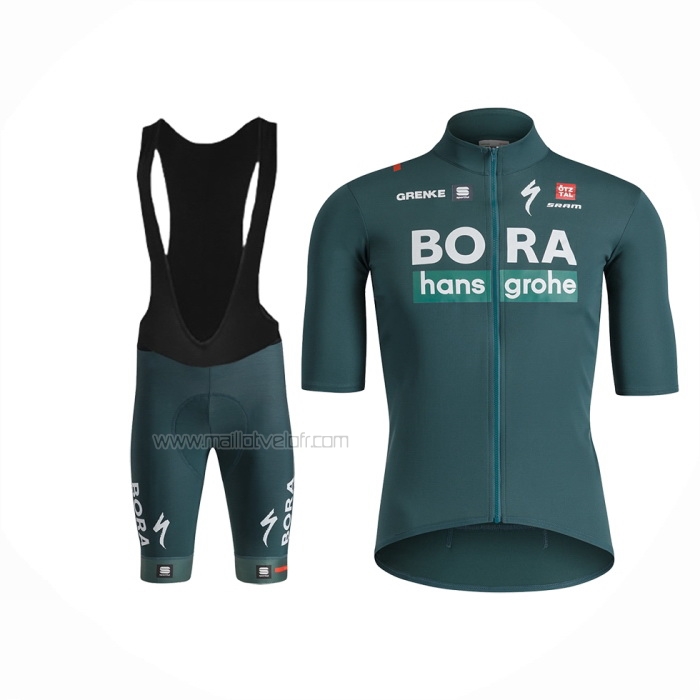 2024 Maillot Cyclisme Bora-Hansgrone Vert Manches Courtes Et Cuissard